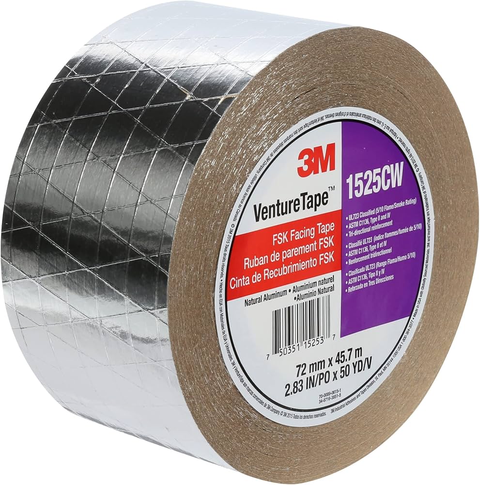 3M 3M 1525CW-SILVER Venture Tape FSK Facing Tape 50 Yards