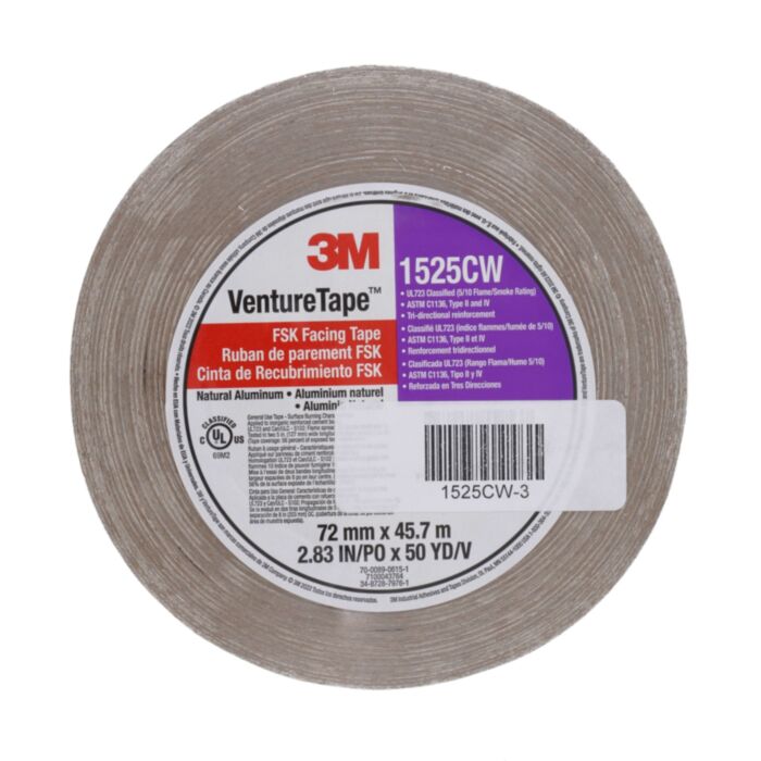 3M 3M 1525CW-SILVER Venture Tape FSK Facing Tape 50 Yards