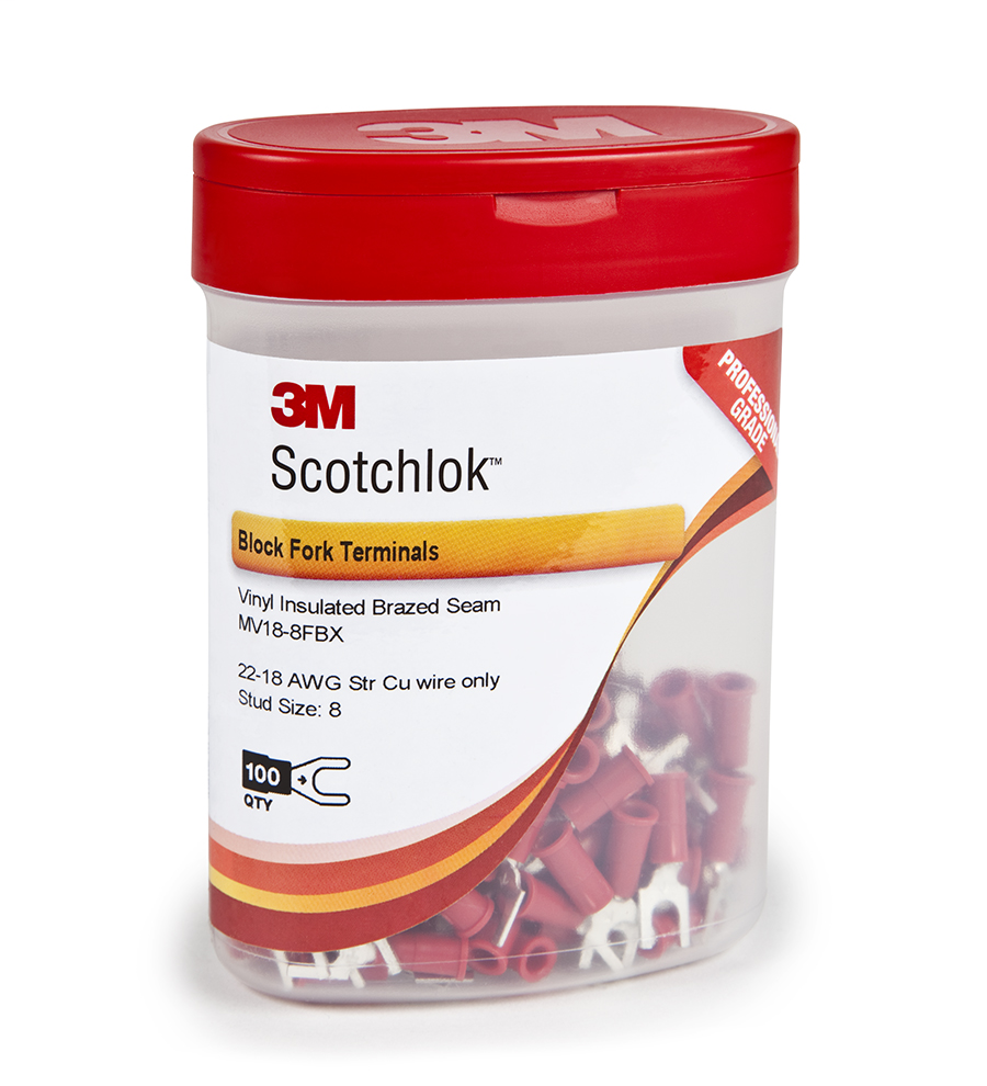 3M 3M 7000133323 Scotchlok Block Fork Vinyl Insulated 100/bottle MV18-8FBX