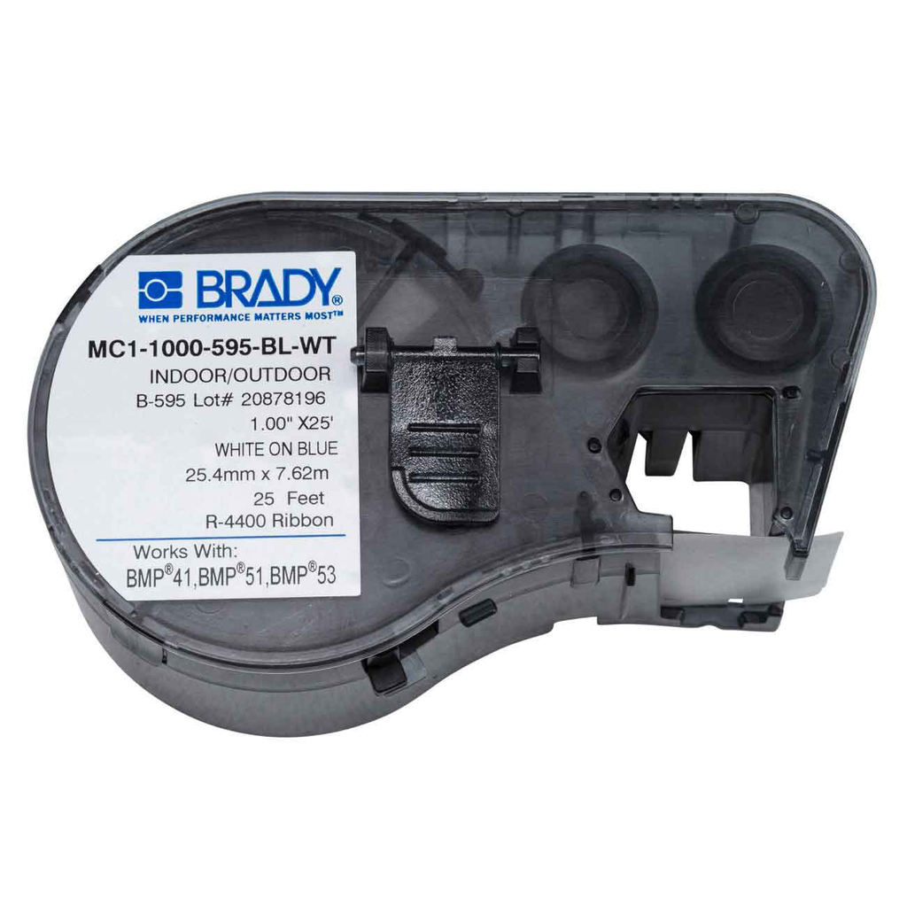 BRADY Brady MC1-1000-595-BL-WT BMP51 BMP53 BMP41 Indoor/Outdoor Vinyl Labels 1 W x 25 ft L