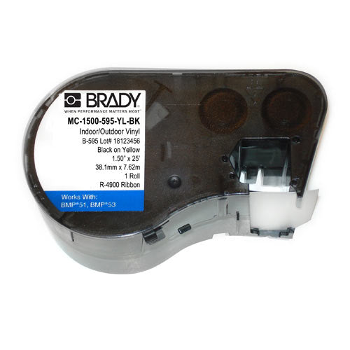 BRADY Brady MC-1500-595-YL-BK Label Maker Cartridge 25 ft L x 1-1/2 in W