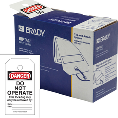 BRADY Brady 150504 RipTag Safety Tag Roll Do Not Operate, 3 W x 5.75 H, Black/Red/White, 250/RL