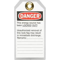 BRADY Brady 65520 Danger Do Not Operate Energy Source Lockout Tagout Tags Heavy Duty Polyester Pack of 25