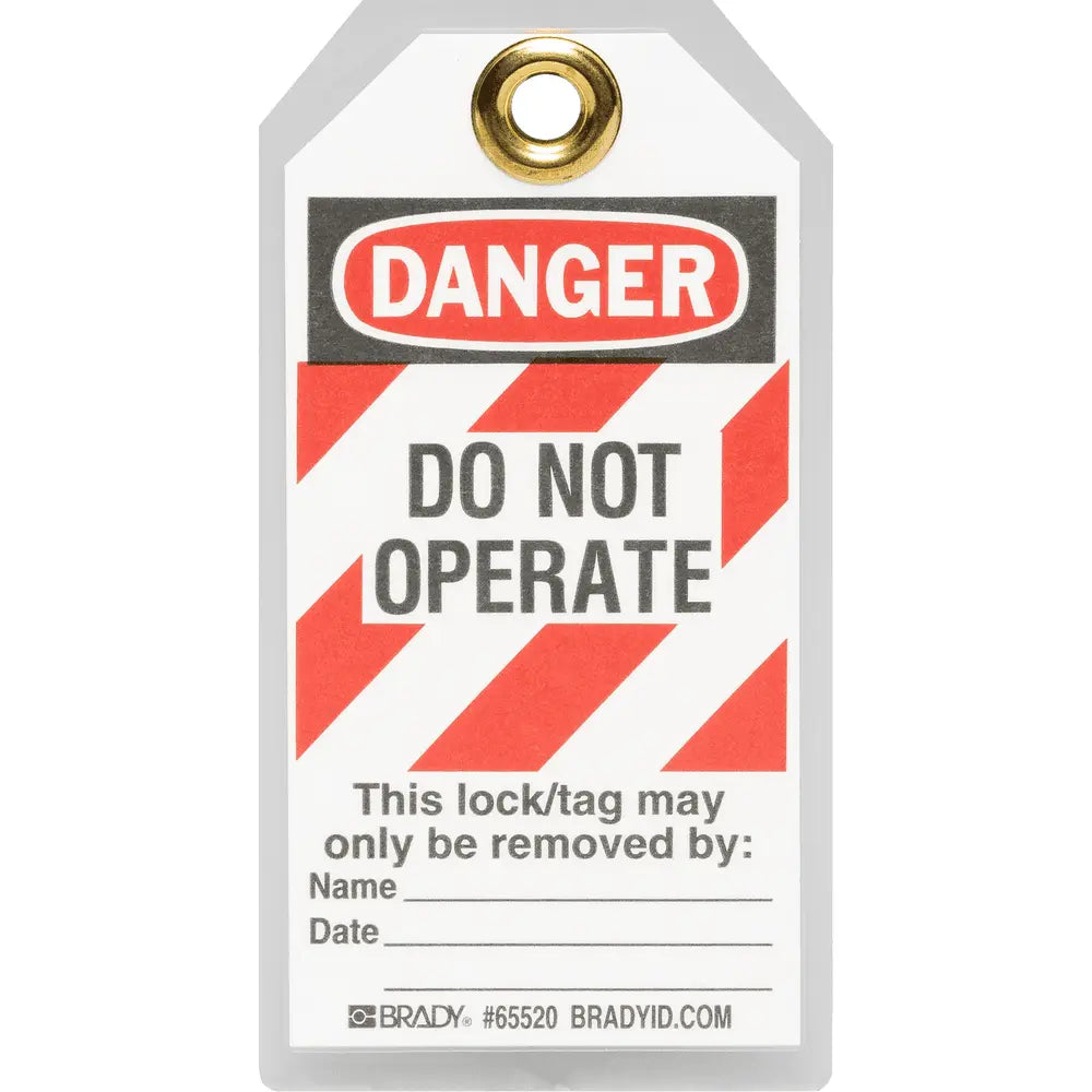 BRADY Brady 65520 Danger Do Not Operate Energy Source Lockout Tagout Tags Heavy Duty Polyester Pack of 25