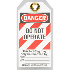 BRADY Brady 65520 Danger Do Not Operate Energy Source Lockout Tagout Tags Heavy Duty Polyester Pack of 25