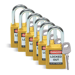 BRADY Brady 105892 Nylon Padlocks - 6-Pin Cylinder, 1.5 in. Shackle Clearance, Keyed Alike