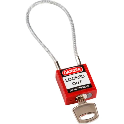BRADY Brady 146120 Safety Padlock with Cable Power - 4.2 in Shackle Clearance