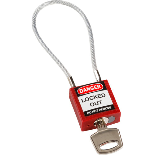 BRADY Brady 146120 Safety Padlock with Cable Power - 4.2 in Shackle Clearance