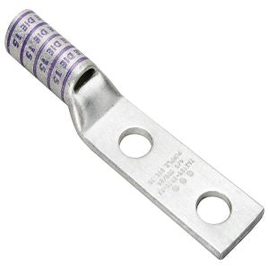 BURNDY Burndy YAZ3C2TC38 3 AWG CU, Two Hole, 3/8 Stud Size, 1 Hole Spacing, Long Barrel, Inspection Window Internal Chamfer, Tin Plated, UL/CSA, 90.C, Up to 35kV, White Color Code, 9 Die Index