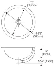 ELKAY Elkay ELUH12LV Asana Stainless Steel 14-3/8 x 14-3/8 x 6 Single Bowl Undermount Bathroom Sink