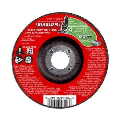 DIABLO Freud DBD040125701C Masonry Cut-off Disc 4in Type 27 10 Pack