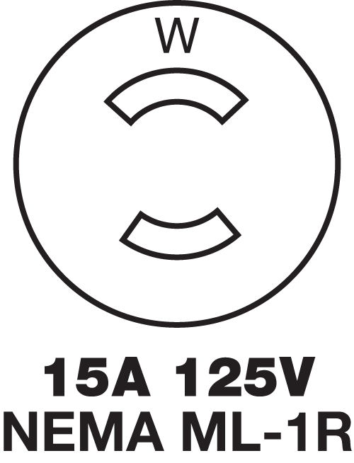 HUBBELL WIRING Wiring Device-Kellems HBL7465V HBL® 1-Phase Male Non-Grounding Standard Cord Mount Midget Locking Plug, 125 VAC, 15 A, 2 Poles, 2 Wires