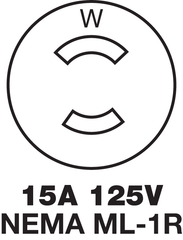Wiring Device-Kellems HBL7465V HBL® 1-Phase Male Non-Grounding Standard Cord Mount Midget Locking Plug, 125 VAC, 15 A, 2 Poles, 2 Wires