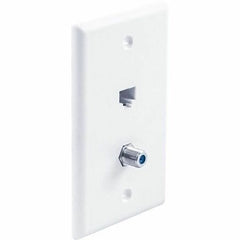 WAVENET Wavenet 1CAT61F-WH 1-Port CAT6, 1-Port GHz F-Type Faceplate