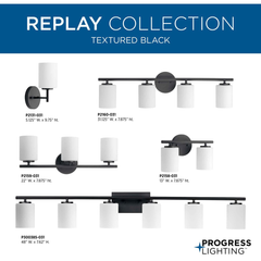 PROGRESS Progress P2131-31 Replay Collection One-Light Textured Black Etched White Glass