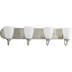 PROGRESS Progress P2709-09 Gather Collection Four-Light Brushed Nickel Etched Glass Traditional Bath Vanity Light