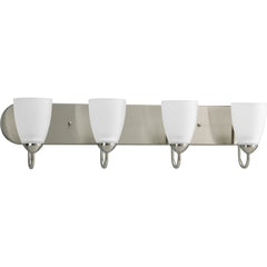 PROGRESS Progress P2709-09 Gather Collection Four-Light Brushed Nickel Etched Glass Traditional Bath Vanity Light