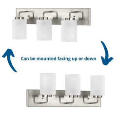 PROGRESS Progress P300329-009 Merry Collection Three-Light Brushed Nickel and Etched Glass Transitional Style Bath Vanity Wall Light