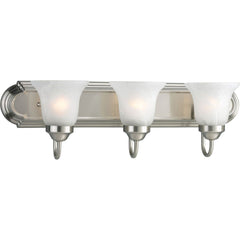 PROGRESS Progress P3053-09 Three-Light Brushed Nickel Alabaster Glass Traditional Bath Vanity Light