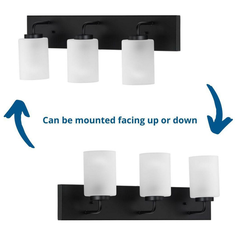 PROGRESS Progress P300329-031 Merry Collection Three-Light Matte Black and Etched Glass Transitional Style Bath Vanity Wall Light