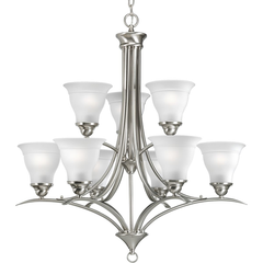 PROGRESS Progress P4329-09 Trinity Collection Nine-Light Brushed Nickel 30 Inch Chandelier Light