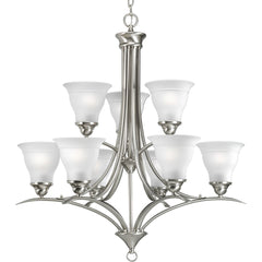 PROGRESS Progress P4329-09 Trinity Collection Nine-Light Brushed Nickel 30 Inch Chandelier Light