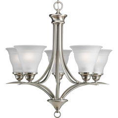PROGRESS Progress P4328-09 Trinity Collection Five-Light Brushed Nickel Etched Glass Traditional Chandelier Light