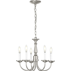 PROGRESS Progress P4009-09 Five-Light Brushed Nickel White Candles Traditional Chandelier Light
