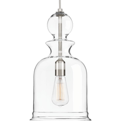 PROGRESS Progress P5333-09 Staunton Collection One-Light Brushed Nickel Clear Glass Global Pendant Light