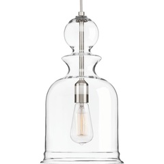 PROGRESS Progress P5333-09 Staunton Collection One-Light Brushed Nickel Clear Glass Global Pendant Light