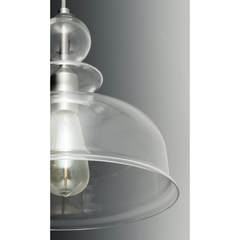 PROGRESS Progress P5333-09 Staunton Collection One-Light Brushed Nickel Clear Glass Global Pendant Light