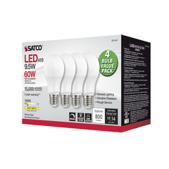 NUVO LIGHTING NUVO Lighting S11415 9.5W A19 LED 3000K Dimmable Medium Base 4-Pack