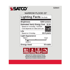 NUVO LIGHTING NUVO Lighting S29441 Satco S29441 15 Watt PAR38 LED Bulb 3000K 25 Degree Beam Angle