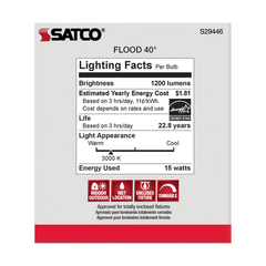 NUVO LIGHTING NUVO Lighting S29446 Satco S29446 15 Watt PAR38 LED 3000K 40 Degree Beam Angle Medium base 120 Volt