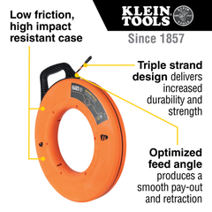 KLEIN TOOLS Klein 50376 High Flex Fish Tape, 1/4in Tape, 150 ft L Tape, Polyester Tape