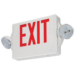 LITHONIA Lithonia LHQMLEDRHOM6 Quantum® Emergency/Exit Combo LED Single Face White Housing Red Letters High Output Ni-Cad Battery Dual Heads