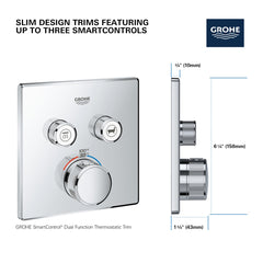 GROHE Grohe 291412430 Dual Function Thermostatic Valve Trim in Matte Black