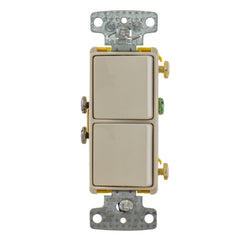 HUBBELL WIRING Hubbell Wiring Device - Kellems RCD101LA Combination Devices Residential Grade Decorator Series Two Single-Pole Rockers 15A 120V AC