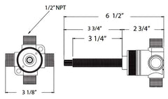 HUNTINGTON BRASS Huntington Brass P2423199 4-Port Diverter Rough-In Shower Valve