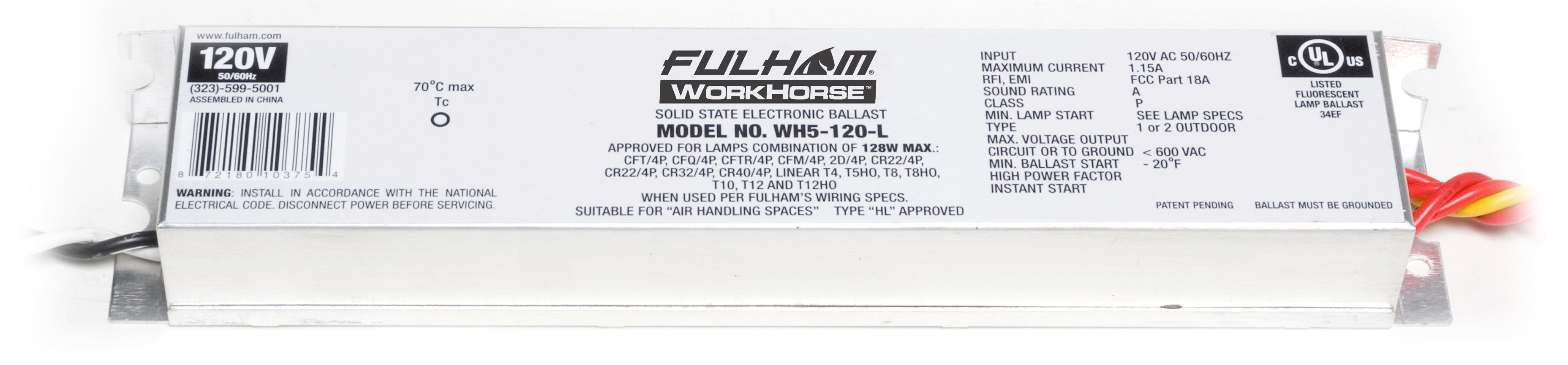 FULHAM Fulham WH5-120-L 128 W 1.15 Amp 120 Volt Ballast