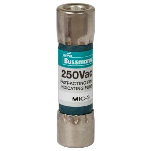 EATON Bussmann MIC-3 MIC Series Fast Acting Supplemental Fuse Pin Indication Fiber Tube 3A 250VAC Color Code Green