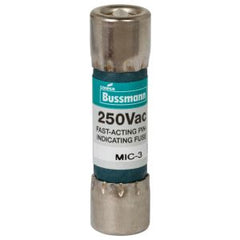 EATON Bussmann MIC-3 MIC Series Fast Acting Supplemental Fuse Pin Indication Fiber Tube 3A 250VAC Color Code Green