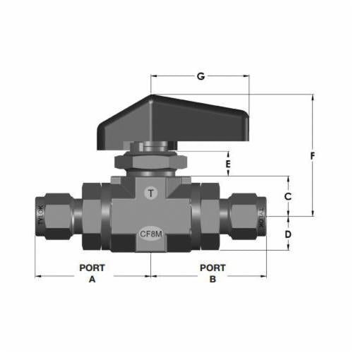 TYLOK Tylok SS-6-D-TT-6-6-K HP Series Ball Valve 3/8 in CBC-Lok Tube