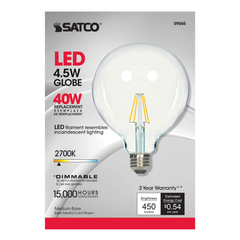 SATCO-NUVO Satco S9565 5.5 Watt G40 LED; Clear; Medium Base; 2700K; 500 Lumens; 120 Volt