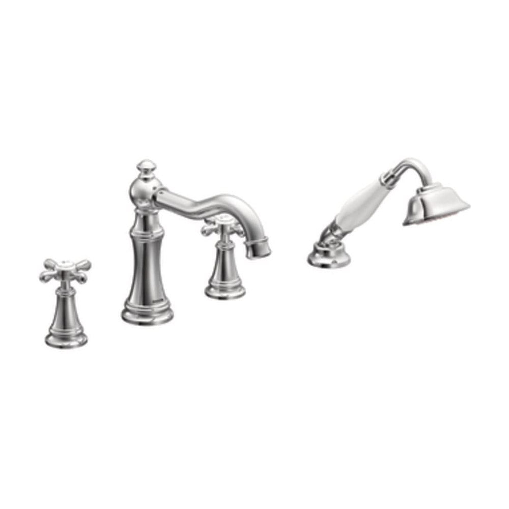 MOEN Moen TS21102 Weymouth Chrome two-handle roman tub faucet includes hand shower