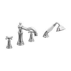 MOEN Moen TS21102 Weymouth Chrome two-handle roman tub faucet includes hand shower