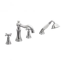 MOEN Moen TS21102 Weymouth Chrome two-handle roman tub faucet includes hand shower