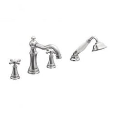 MOEN Moen TS21102 Weymouth Chrome two-handle roman tub faucet includes hand shower
