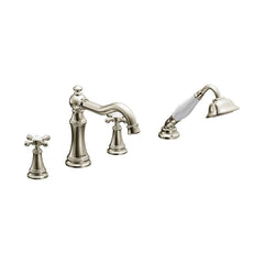 MOEN Moen TS21102NL Weymouth Polished Nickel Two-Handle Roman Tub Faucet Includes Hand Shower
