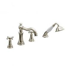 MOEN Moen TS21102NL Weymouth Polished Nickel Two-Handle Roman Tub Faucet Includes Hand Shower